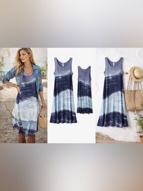 Anthropologie Tie Dye Tank Dress Sleeveless ALine Casual Summer Beach Minimalist